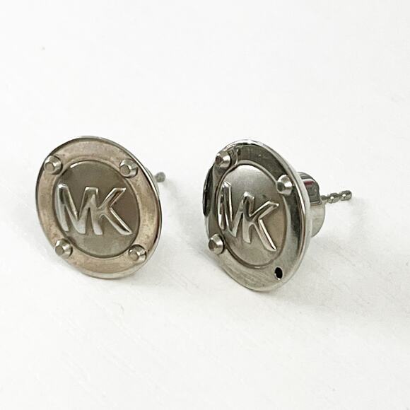 Michael Kors Silver Logo Stud Earrings - Picture 2 of 6